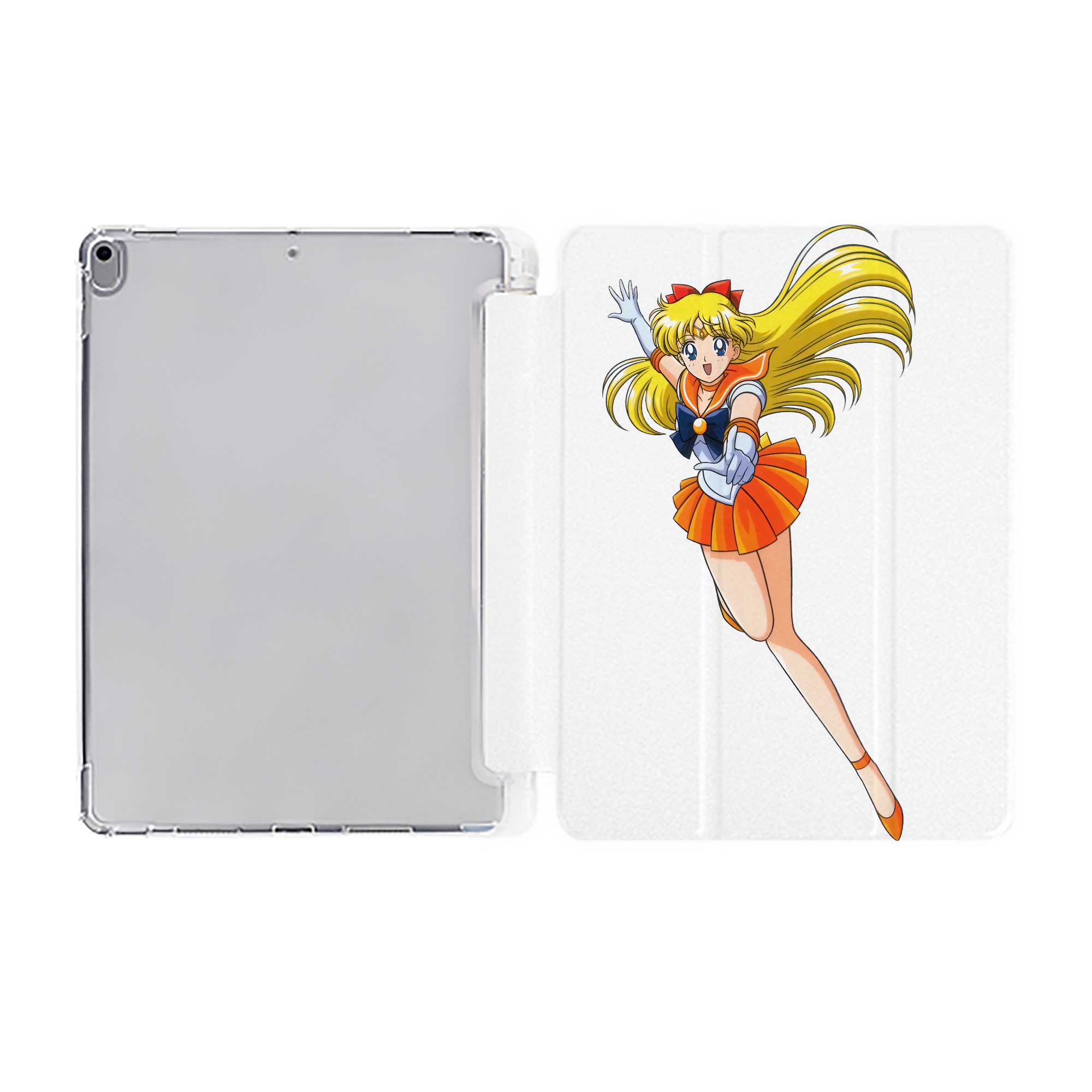 （画像用） 美少女戦士セーラームーン 愛野 美奈子 あいの みなこ Sailor Moon Aino Minako IPad ケース ペン収納付き 三つ折りスタンド PUレザー×シリコン 対応機種9.5/10.5/10.9インチ